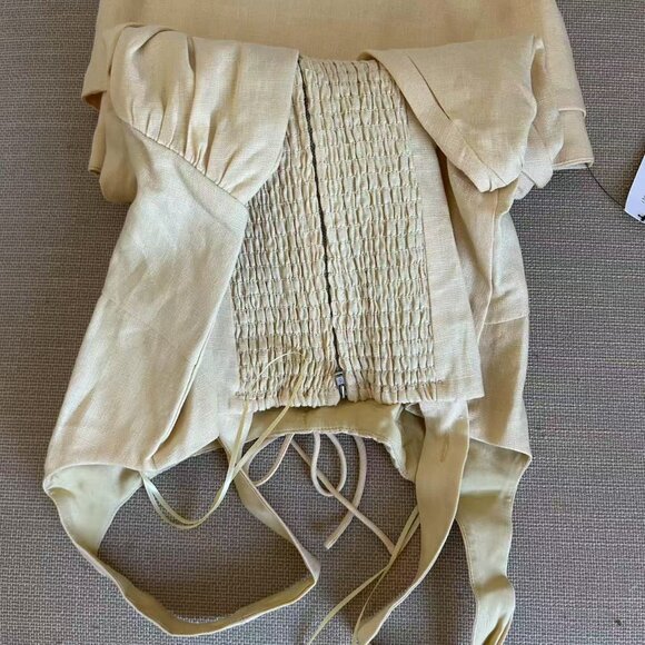 NWT Reformation Balia Linen Midi Dress Sz6 Parmesan Yellow Linen Casual - Picture 8 of 9